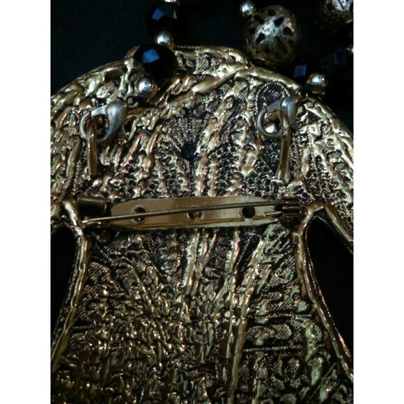 Double Purpose Big Traditional Dress Pendant Statement Necklace & Pin Beaded - Picture 9 of 12